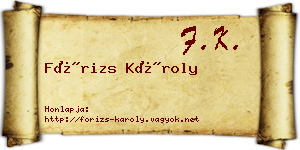 Fórizs Károly névjegykártya