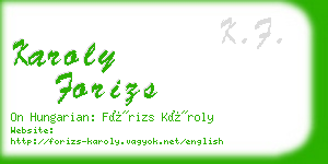 karoly forizs business card
