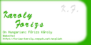 karoly forizs business card